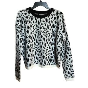 Divaceous Animal Print Black White Leopard Sweater Women’s Size Small S